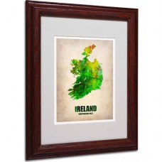 Trademark Fine Art "Ireland Watercolor Map" Matted Framed Art by Naxart, Wood Frame   551758659